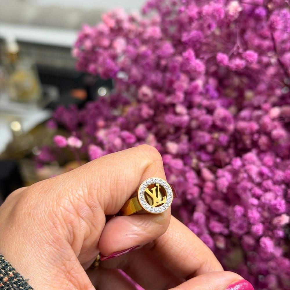 Louis Vuitton Gold and Silver Logo Ring